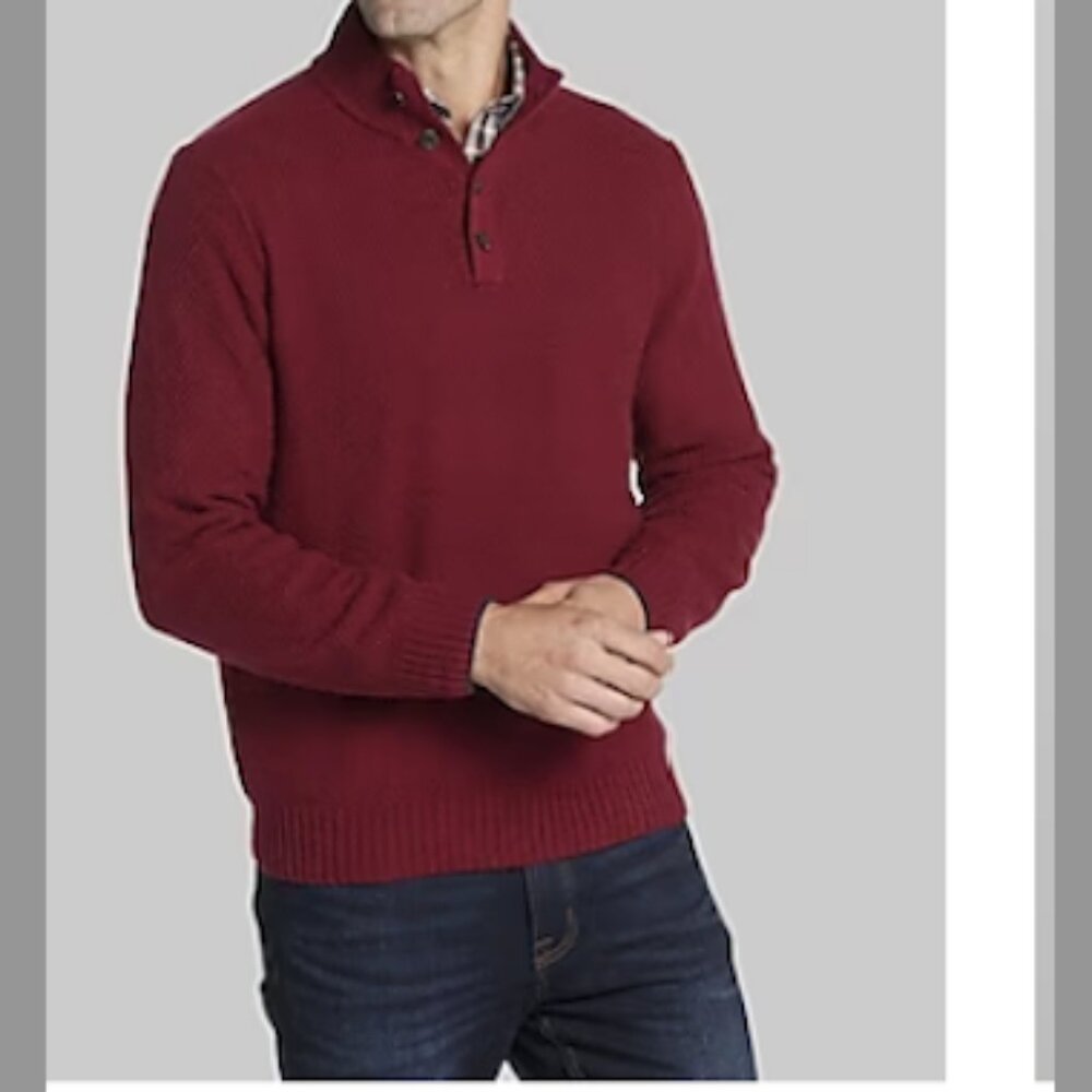 Jos. A. Bank Tailored Fit Waffle Knit Mock Neck Sweater. colour: Bikng Red Hethr